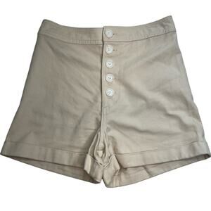 EVERY Camel Tan High Waisted Shorts, Button Closure, Pockets, Cuffed, Size 6 NWT